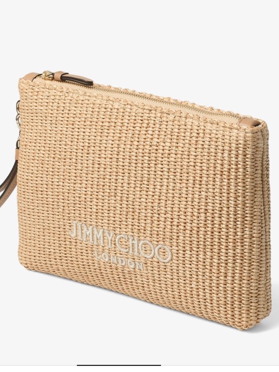 Jimmy Choo Handbags - Jimmy Choo Raffia Zipped Flat Pouch